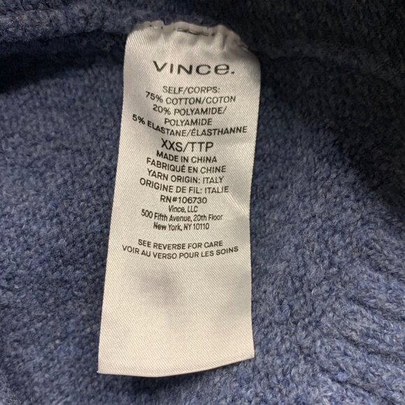 VINCE Oversize V-Neck Sweater Womens XXS Stormy Blue Textured Soft Knit Pullover - Picture 7 of 10